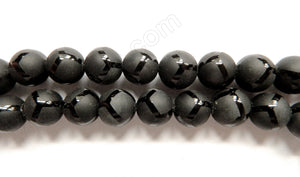 Frosted Black Onyx  -  Football Line Smooth Round 16"