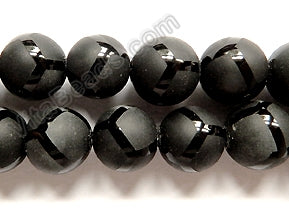 Frosted Black Onyx  -  Football Line Smooth Round 16"