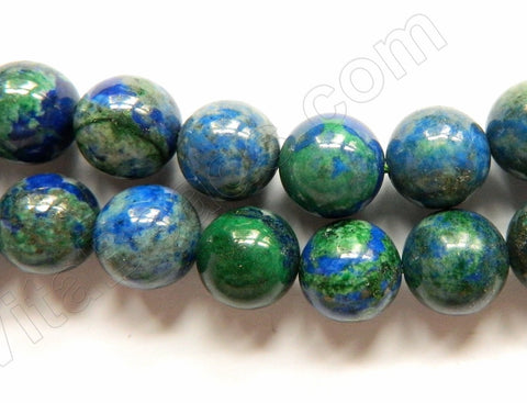 Azurite Malachite Natural AA  -  Smooth Round Beads 16"