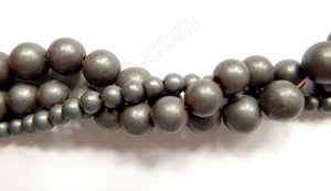 Matte Hematite  -  Smooth Round Beads  16"
