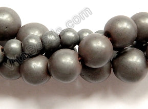 Matte Hematite  -  Smooth Round Beads  16"