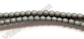 Matte Hematite  -  Small Smooth Round Beads  16"