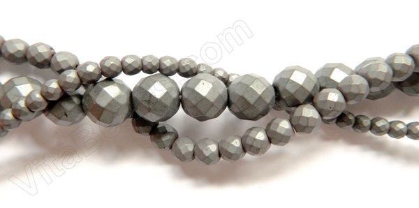 Matte Hematite  -  Faceted Round 16"