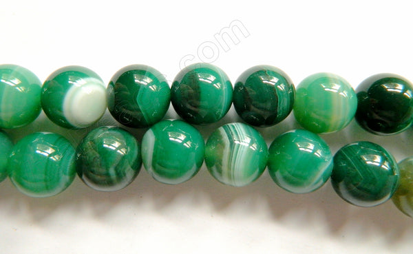 Green Sardonix Agate  -  Smooth Round Beads  16"