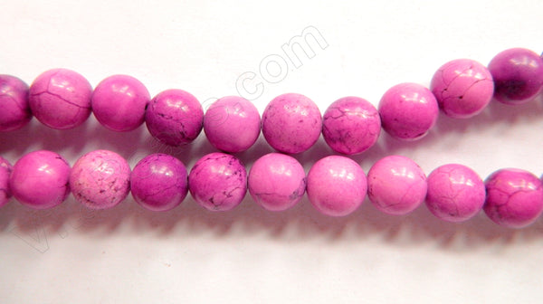 Multi Pink Fuchsia Turquoise - Smooth Round Beads   16"     10 mm