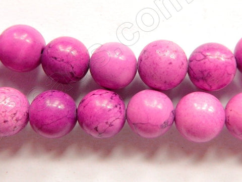Multi Pink Fuchsia Turquoise - Smooth Round Beads   16"     10 mm