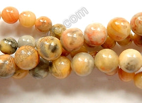 Crazy Lace Agate A  -  Smooth Round Beads 16"