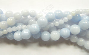 Light Blue Mashan Jade  -  Smooth Round Beads  16"