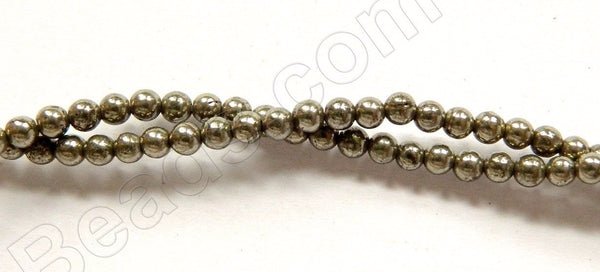 Pyrite A  -  Small Smooth Round Beads  16"