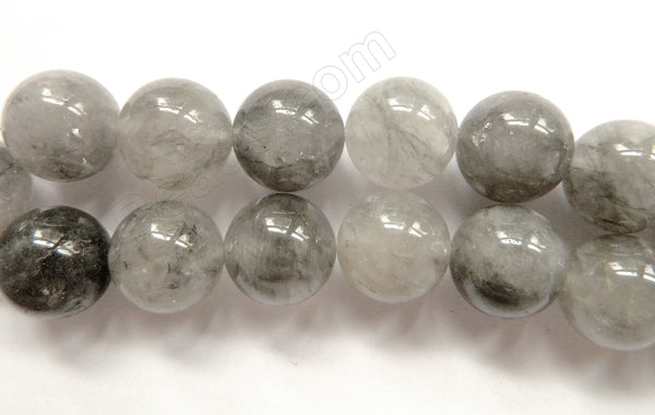 Grey Quartz  -  Smooth Round Beads  16"