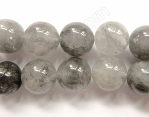 Grey Quartz  -  Smooth Round Beads  16"