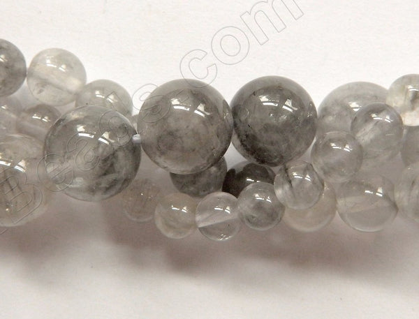 Grey Quartz  -  Smooth Round Beads  16"