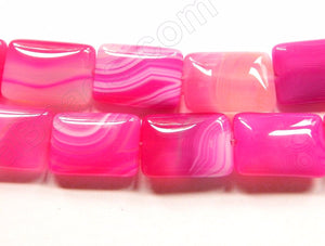 Bright Fuchsia Sardonix Agate  -  Smooth Puff Rectangles  16"