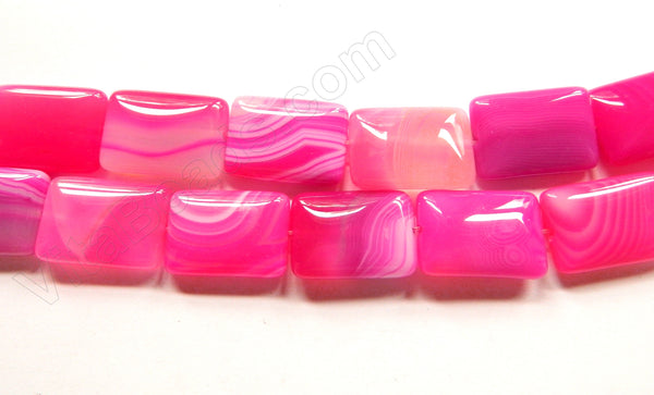 Bright Fuchsia Sardonix Agate  -  Smooth Puff Rectangles  16"