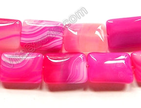 Bright Fuchsia Sardonix Agate  -  Smooth Puff Rectangles  16"