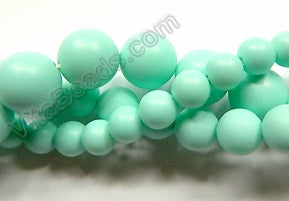 Matte Turquoise Shell Pearl  -  Smooth Round Beads 16"