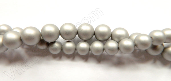 Matte Grey Shell Pearl  -  Smooth Round Beads 16"