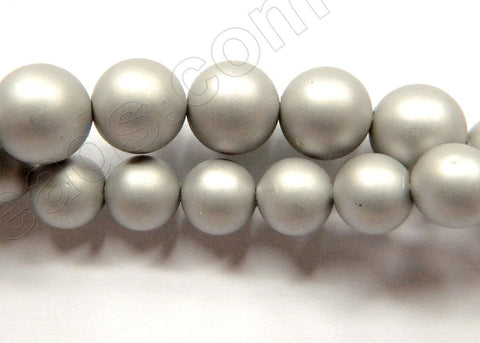 Matte Grey Shell Pearl  -  Smooth Round Beads 16"
