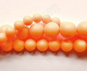 Matte Orange Shell Pearl  -  Smooth Round Beads 16"