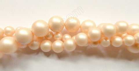 Matte Light Almond Shell Pearl  -  Smooth Round Beads 16"
