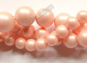 Matte Rosy Pink Shell Pearl  -  Smooth Round Beads 16"