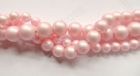 Matte Light Pink Shell Pearl  -  Smooth Round Beads 16"