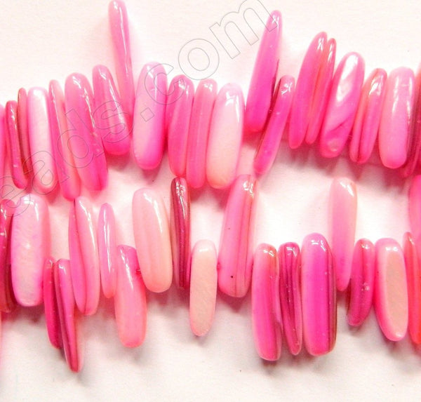 MOP Shell  -  Pink  -  Smooth Long Chips, Sticks 16"     6 x 18 mm