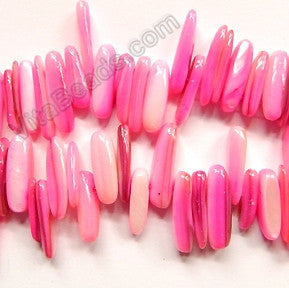 MOP Shell  -  Pink  -  Smooth Long Chips, Sticks 16"     6 x 18 mm