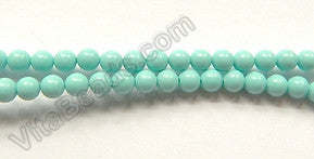 Light Blue Green Turquoise  -  Small Smooth Round Beads   16"     3mm