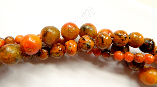 Dyed Orange Chinese Turquoise  -  Smooth Round Beads 16"