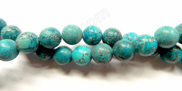 Dyed Blue Chinese Turquoise - Smooth Round  16"     10 mm