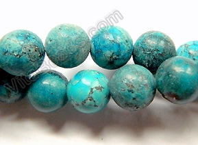 Dyed Blue Chinese Turquoise - Smooth Round  16"     10 mm