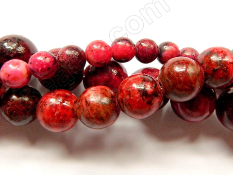 Dyed Dark Red Chinese Turquoise  -  Smooth Round Beads 16"