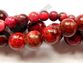 Dyed Dark Red Chinese Turquoise  -  Smooth Round Beads 16"