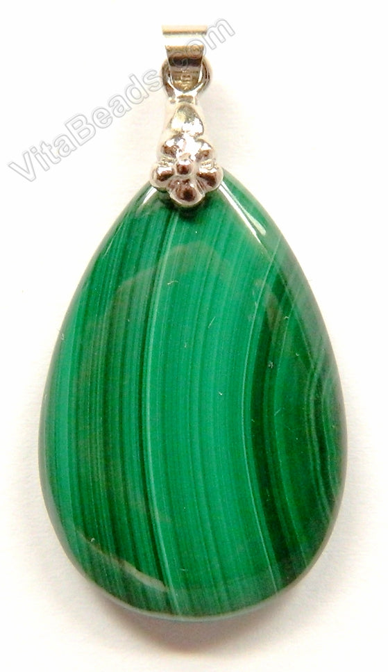 Smooth Pendant - Puffy Teardrop Malachite