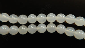 White Agate  -  Smooth Round Beads 16"