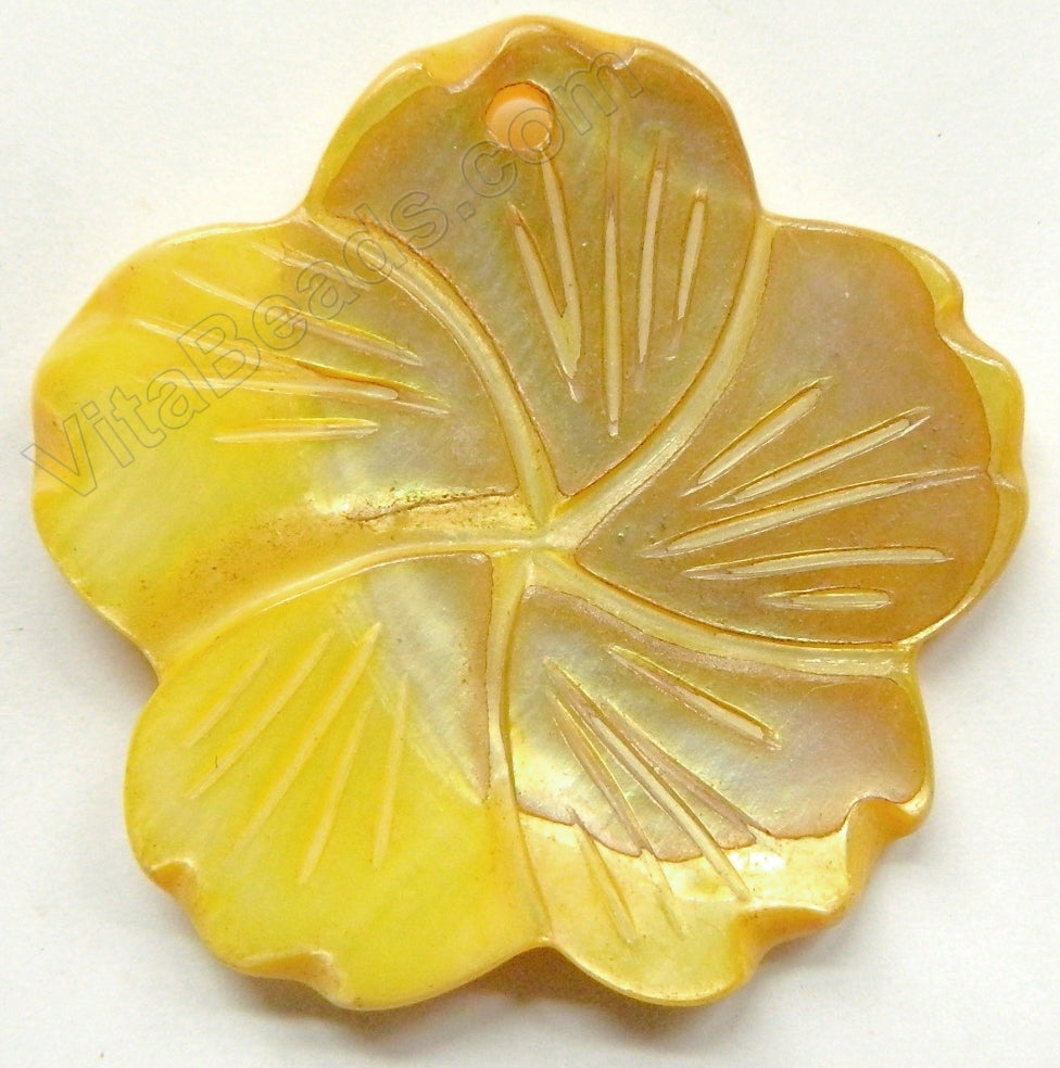 Big Carved Shell Flower Pendant - 01