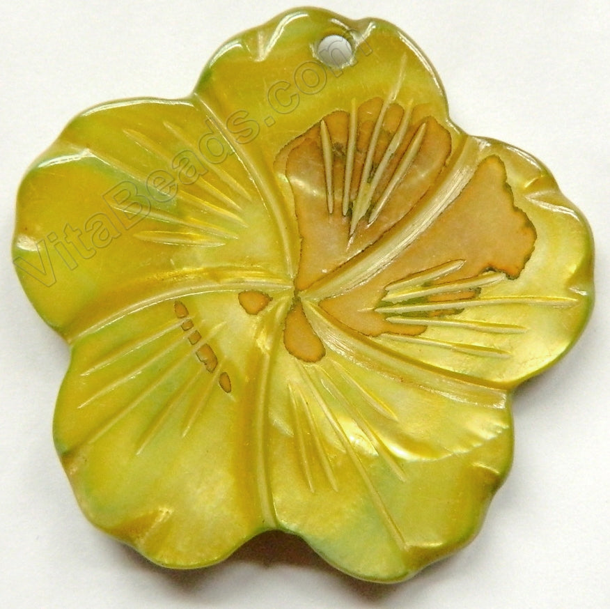 Big Carved Shell Flower Pendant - 02