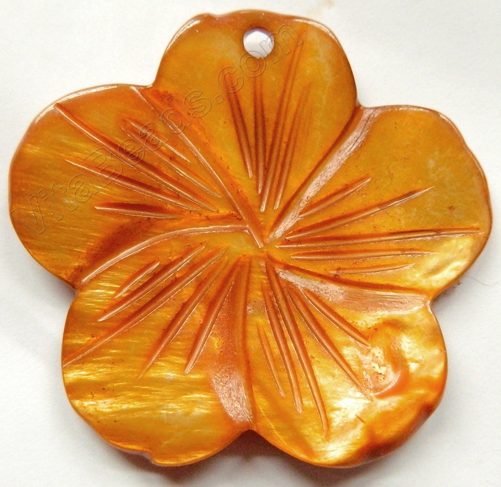 Big Carved Shell Flower Pendant - 03