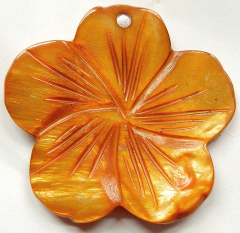 Big Carved Shell Flower Pendant - 03