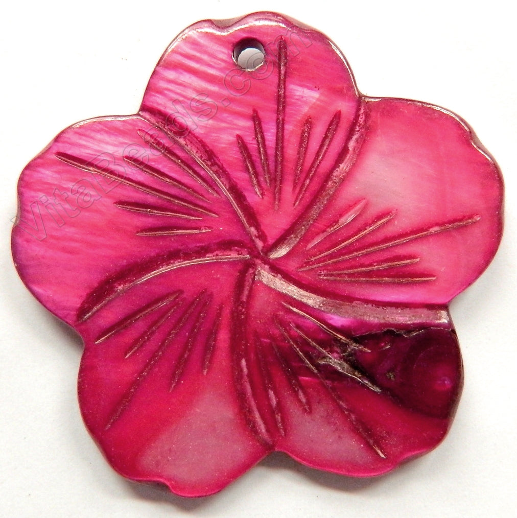 Big Carved Shell Flower Pendant - 08