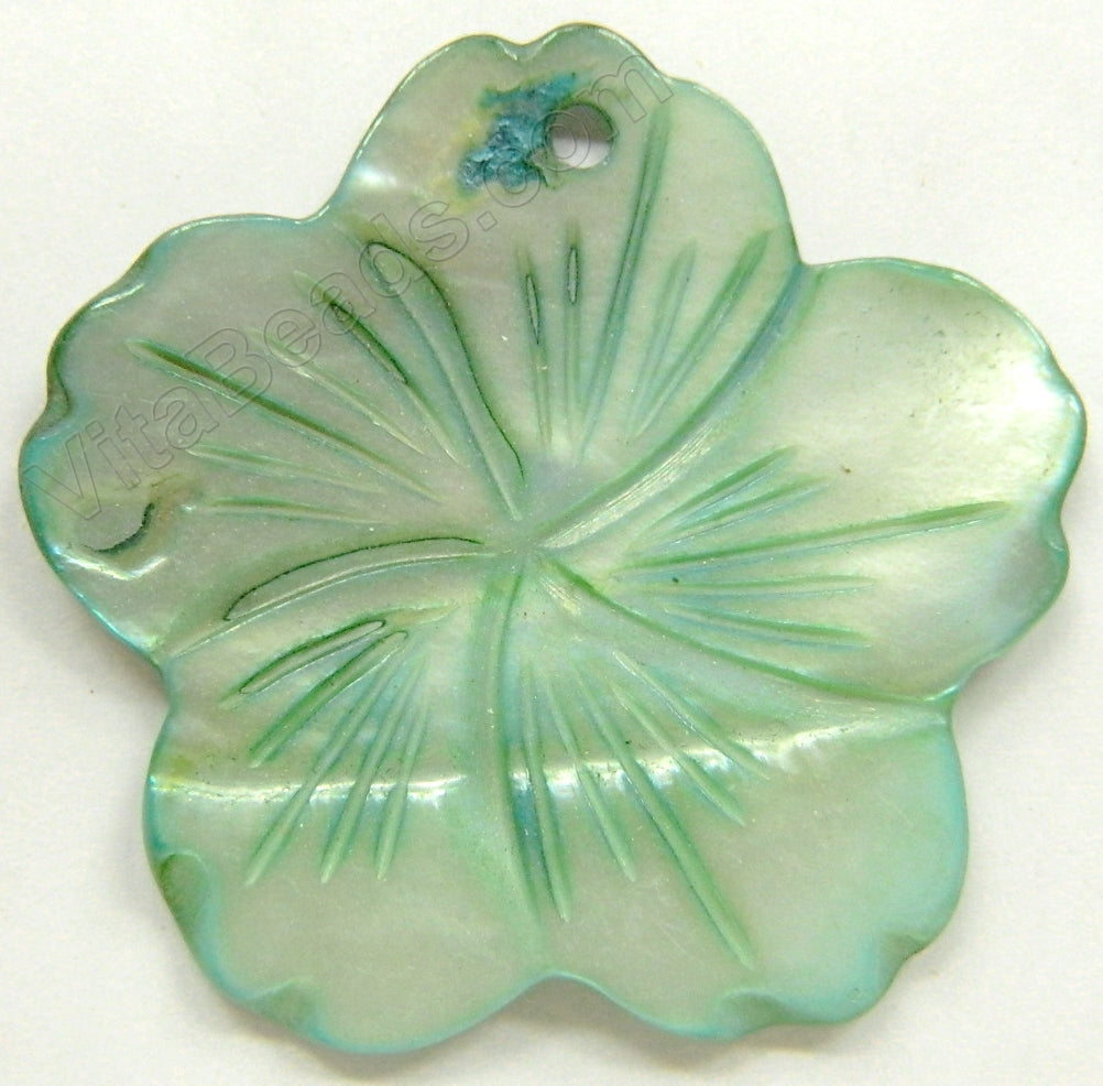 Big Carved Shell Flower Pendant - 10