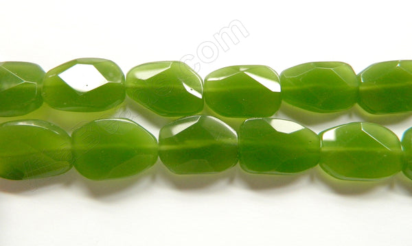 Dark Olive Sea Opal Chalcedony Qtz  -  Irregular Faceted Flat  16"