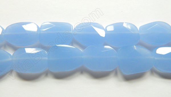 Light Sky Blue Chalcedony Qtz  -  Irregular Faceted Flat  16"