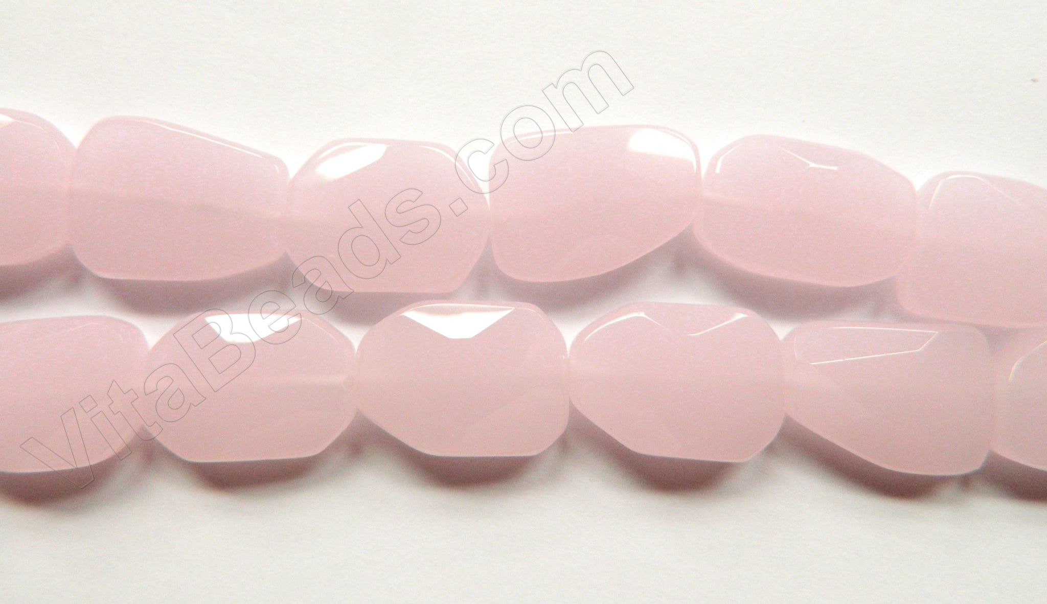 Pink Chalcedony Qtz  -  Irregular Faceted Flat  16"