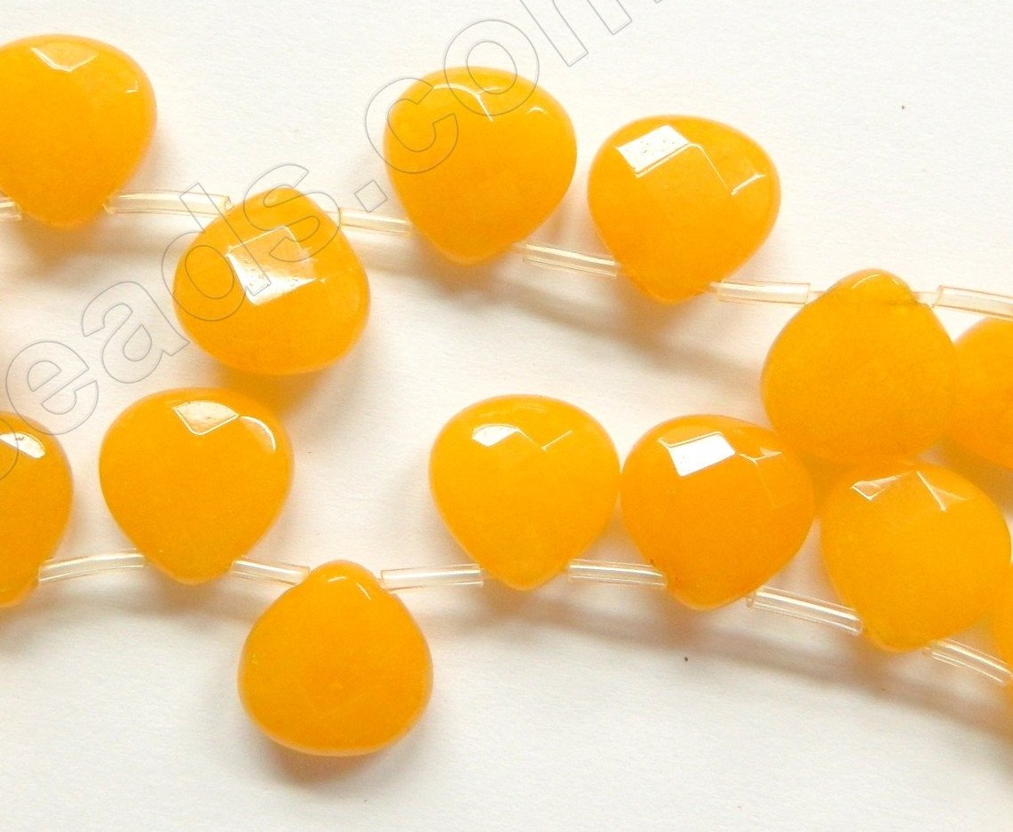 Dark Yellow Jade  -  13mm Faceted Flat Briolette 16"