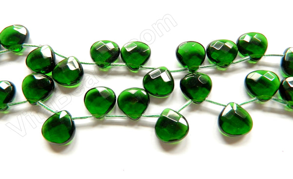 Deep Green Crystal New  -  13mm Faceted Flat Briolette 16"