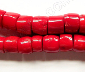 Red Bamboo Coral A -  Graduated Smooth Drum Nuggets 14"