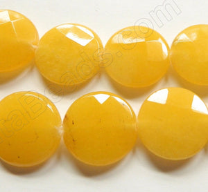 Light Yellow Jade  -  Faceted Coin  16"
