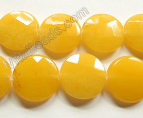 Light Yellow Jade  -  Faceted Coin  16"